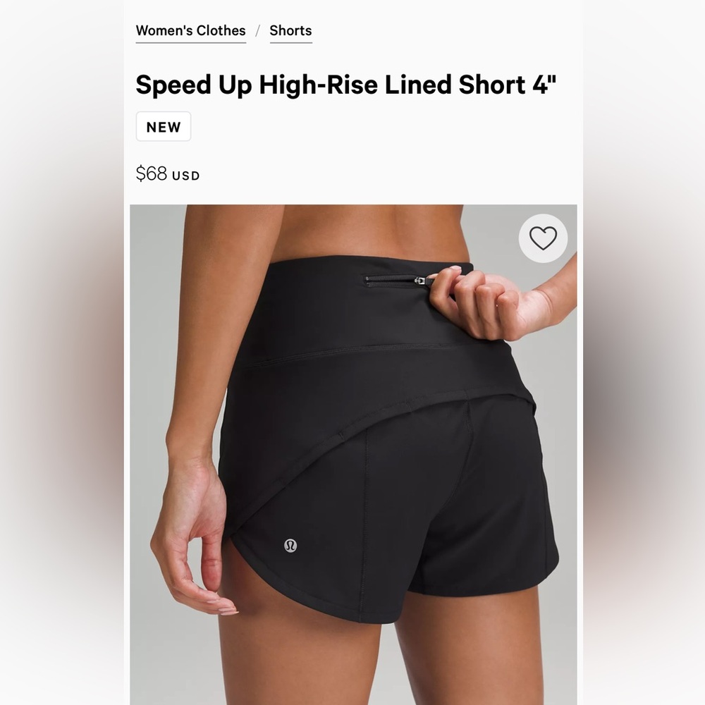 Lululemon speed up 4” shorts
